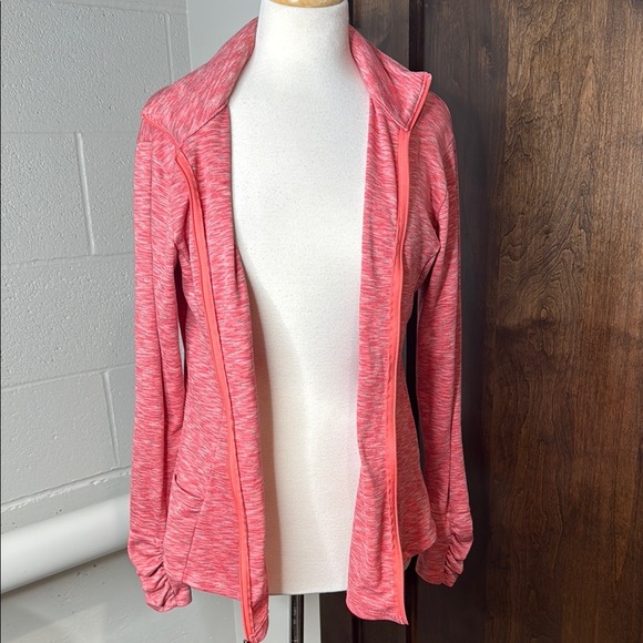 Pink Zippered Long Sleeve heathered pink Columbia Size XL ruched details - Picture 6 of 12